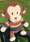 The Childrens Place Plush Brown Monkey Toy Knit Striped Sweater  9  Sitting