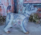 Colima Dog Handmade Hand Painted Birds Flowers Fish Tonal   Clay Mexican Folk Art