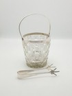 Lovely Antique Cut Glass   Silver-plated Ice Bucket With Claw Tongs     Circa 1920