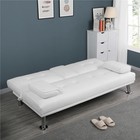 Modern Futon Sofa Bed W  Cupholders Pillows Convertible Space Saving Design New