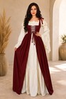 Wine Red Renaissance Dress Women Medieval Costume Steampunk Larp Plus Size Gown