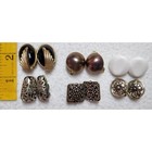 Clip On Earrings 6 Pc Lot 80s 90s Vintage Button Black White Silver Iridescent