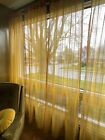 Vintage 70s Pleated Curtain  Orange Geometric Mesh  Per Panel  3 Available