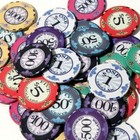 New Bulk Lot Of 200 Scroll Ceramic Poker Chips - Pick Denominations 