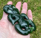 Huge Vintage Clem Mellish Nz  Pounamu Greenstone Kahurangi Jade M  ori Hei Tiki