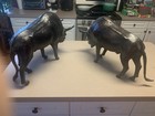 A Pair Of  Vintage Handmade Leather Wrapped Buffalos   very Rare 