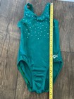 Gk Elite Leotard Gymnastics Cm Child Medium Green W  Rhinestones