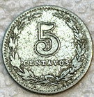 Argentina Km34 1897 Sharp Very Fine Features Old Antique 5 Centavos  Coin