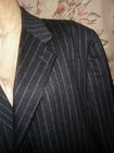 Vintage Man s Italian Cashmere Chalk Pin Stripe Long Coat Oak Hall Gray Large Vg