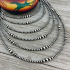 Real 925 Sterling Silver Bead Necklace  3mm - 6mm Graduated  Oxidized Silver  C