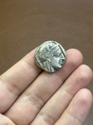 Ancient Roman Greek Stunning Silver Coated Rare Athena Attica Owl Coin