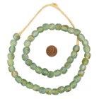 Blue Green Brown Swirl Recycled Glass Beads 11mm Ghana African Sea Glass Round