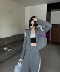 Self-portrait Womens Fashionshort Blazer Zipper Split Trousers Suit