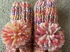 Amish Handmade Knitted House Slippers Peach colorful Mix Wms Lg Mans Med 9 3 4 