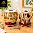 Indian Brass Tabla Set Pair With Tuning Hammer     Traditional Musical Percussion
