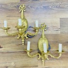 Vintage French Louis Xvi Style Gilded Brass Ribbon Wall Sconces Electric Wired