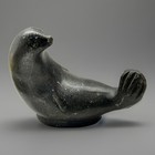 Inuit Sculpture Sea Lion Carved Johnny Kakutuk kakotokk Eskimo Art Soapstone 60s