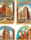 Vintage Nostalgic Hotel Luggage Stickers  4 Retro Labels On 1 Cut   Peel Sheet