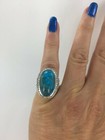 Genuine 10 Ct Kingman Turquoise   Natural White Zircon Silver Ring Size 4 5    1