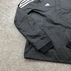 Adidas Jacket Womens Small Black Hooded Three Stripes Pullover Windbreaker Coat