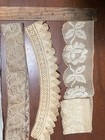 Antique Lace Trim Lot Filet Crochet Edging Yardage Victorian Textile Pieces