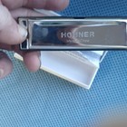 Hohner Bluesband Harmonica Key Of C Silver Black Metal Chrome Finish With Case