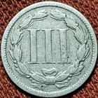 1865 Three Cent Nickel 3cn Nickel Coin G vg Nice Coin