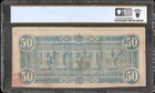 1864  50 Bill Confederate States Note Civil War Money Red Csa Stamp T-66 Pcgs 35