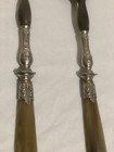 Antique French Silver   Horn Salad Serving  Set Vintage 11 Inch Rare