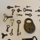 Lot Of 39 Vintage Antique Assorted Skeleton  Padlock Cabinet Keys   Brass Lock