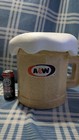A w Root Beer Soda Advertising Mug  Removable Foam Top Lid  Beige white