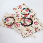 Lot Of 24 Rose Drawstring Bags Burlap Flower Pouch Bags Linen Gift Bag   