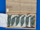 Set Of 6 Leaf-shaped Chopstick Rests     Japanese Artisan Ceramic With Signed Box
