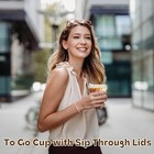 50 Pack Clear Plastic Cups With Strawless Sip Lids 16oz Disposable Iced Coffe   