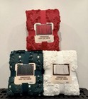 Costco Christmas Plush Faux Fur Throw Blanket 60x70 Candy Cane Tree Snowflake