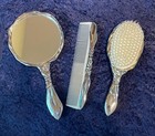 Godinger Vintage Silverplated Vanity Set  3 Pc  Mirror Brush comb Art Nouveau