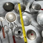 Vintage Child Kitchen Toy Play Cooking Aluminum Metal Tin Baking Red Lot 1950s