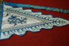 Chinese Dragon Flags  vintage  Bamboo Handles Embroidered  silk-  