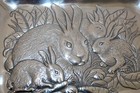Arthur Court Rabbit Bunnies 18  X 13  Tray   Serving Dish Aluminum 1990