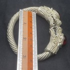 Vintage Tibetan Huge Dragon Heads Carved Brass Bracelet With Stones Inserts