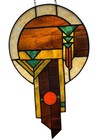 Frank Lloyd Wright Inspired Stained Glass Sun Catcher Prairie School Style Vtg