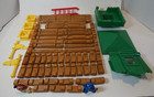 Lincoln Log Set 71 Pieces Vintage Wood   Plastic Parts And Figures