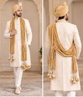 Men Stole Indian Handmade Velvet Wedding Dupatta Gold Traditional Scarves