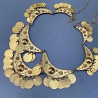 Gold Gilded 900 Silver Swag Bib Necklace Vintage Egyptian Revival Jewlery