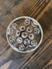 Vintage Glass Flower Frog Clear Round 13 Hole Floral Arranger Heavy