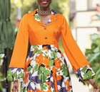 Size 16 Ashro Orange Formal Wedding Church Party Lilada Bubble-hem Floral Dress