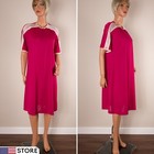      Vanity Fair Red Burgundy Robe Lounge Dress Nightgown Half Zip Striped S
