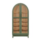 Elegant Arched China Display Cabinet Sturdy Wood Glass Doors Kitchen Dining Room