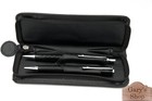 Chrome Finish Formal Slimline Ballpoint Pen And Pencil Set   Black Leather Case