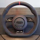 Audi B8 B8 5 C7 8v Flat Bottom Steering Wheel Perforated Leather Red Rs5 Rs3 Rs6